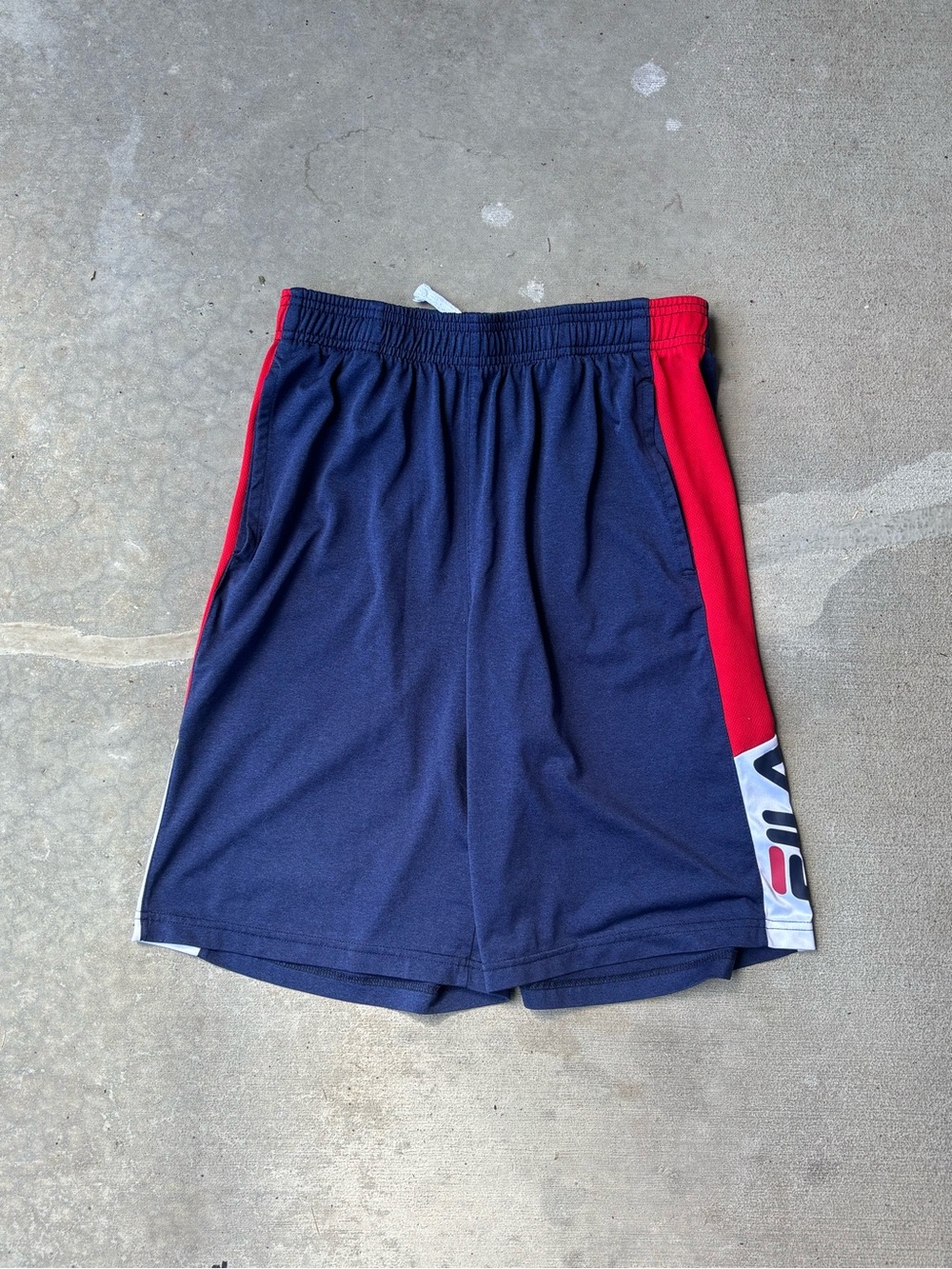 Fila Men's Navy Shorts with Red Side Panels